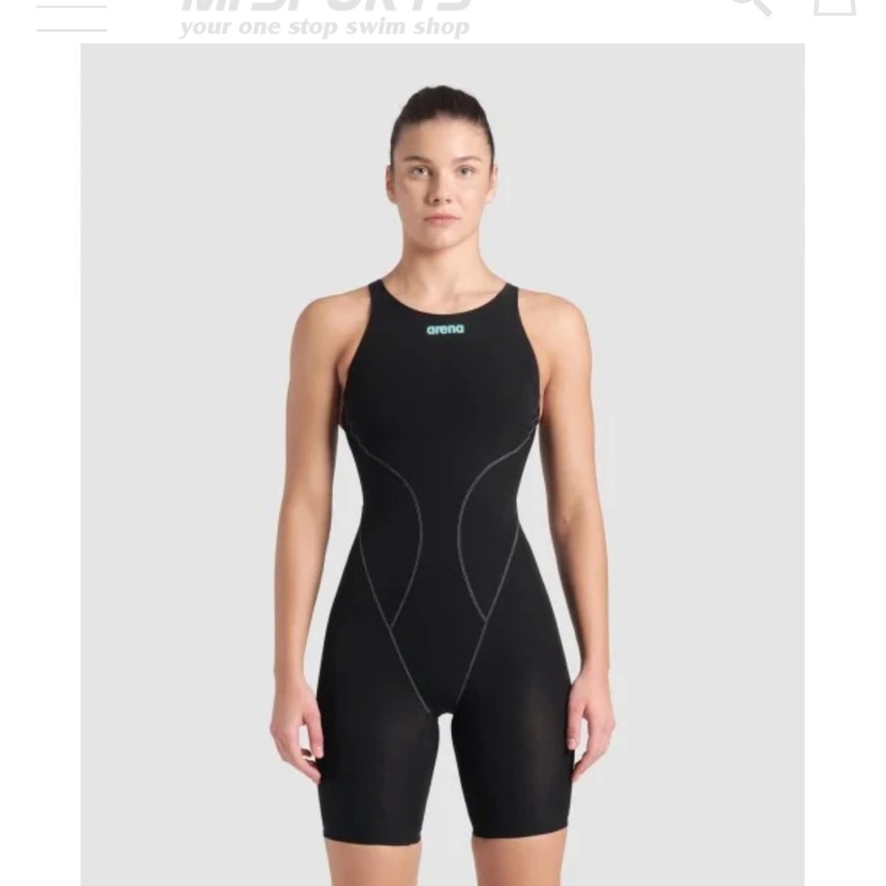Arena Powerskin Impulso 08 Women’s Swimsuit Black/Teal Sz 26 NWT Racing Training